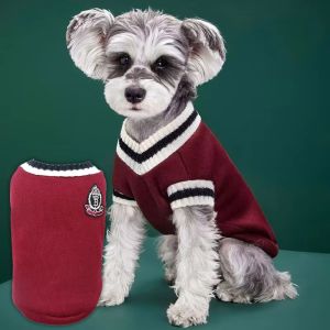 Autumn and winter knitted vest V-neck College Style Pet clothes Vest Teddy Winter Warm Pet Sweater College Style Puppy Knitwear