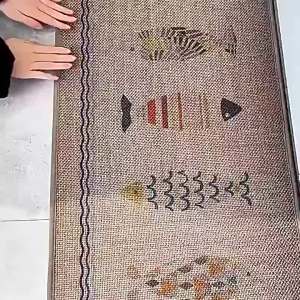 Woven Linen Kitchen Runner Floor Mat Non-Slip Oil Absorbing Water Washable Entryway Rug Alas Kaki Dapur Kalis Minyak