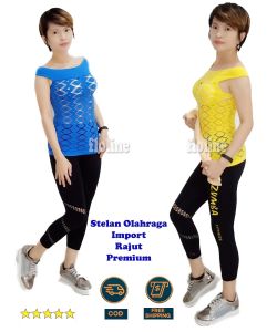 Floline Ols - 1 Set Legging Spandek Atasan Rajut Import / Setelan Legging Atasan Wanita Import 7922