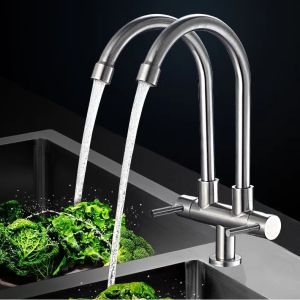 SHT ก๊อกน้ำสแตนเลส 304 ก๊อกน้ำห้องครัวเสาคู่ ติดตั้งอ่างล้างจาน ก๊อกอ่างซิงค์  ก๊อกน้ำหัวคู่สแตนเลส