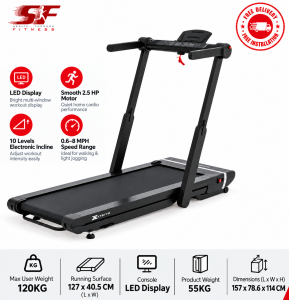 XTERRA WS300 Walking Treadmill | Compact Folding Treadmill Singapore | 2.5HP Motor | 8 MPH | 10-Level Incline