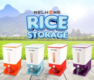 WELHOME Rice Box Mini 10 Kg Tempat Penyimpan Beras Kecil WRB 01 Anti Kutu / Bocor Plastik Kuat