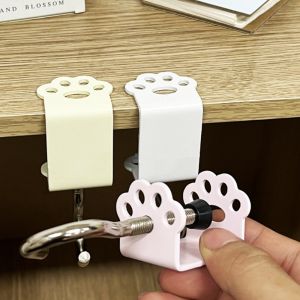 ตะขอแขวนเดสก์ท็อปแบบถอดได้ 2 ชิ้น ตะขอแบบกรงเล็บ ไม่ต้องเจาะขอบโต๊ะ ตะขอแขวนกระเป๋าเป้สำหรับนักเรียน ตะขอโลหะปรับได้