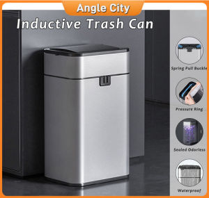 Smart Sensor Trash Can Stainless Steel Household Toilet With Lid Kitchen Living Room Office Automatic