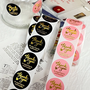 500pcs/roll Thank You Thankyou Tape Flower Round Seal Sticker Tags Packing Decration Sticker