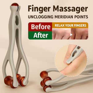 ✨Best Price✨Multifunctional Solid Wood Finger Massager Unblocks Meridians Hand Care Device Finger Roller Massager Portable Kneading Finger Massage Clip