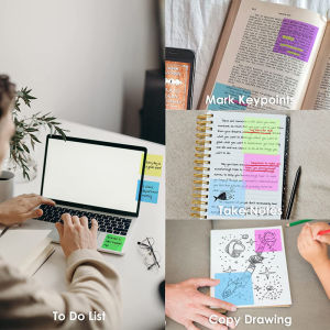 Colorful Transparent Sticky Notes Waterproof Clear Self-Adhesive Translucent Rainbow Memo 3 x 3 inch 50 Sheets /pack  -7 Colorful Sticky Notes Pads  Books Annotating Message Reminder for SchoolOffice