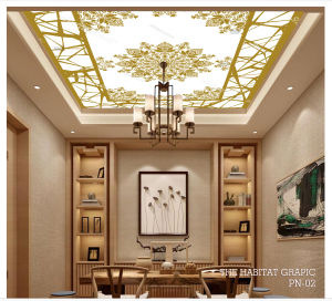 Wallpaper Custom Atap Plafon Motif Ukiran Bunga