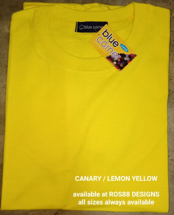 BLUE CORNER ROUND NECK CANARY YELLOW PLAIN T-SHIRT