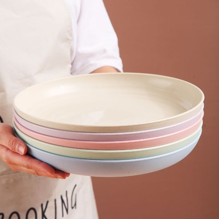 KIMIGO 6/12pcs 23cm Plate Pastel Color Mdern Looking Wheat Straw Fiber  Microwave Safe Serving Plate Lazada PH