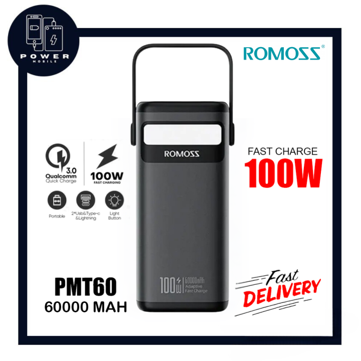 Romoss PMT60 / PMT 60 60000mAh 100W Led Display Fast Charging Power ...