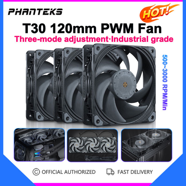 Phanteks Quạt Làm Mát Công Nghiệp Áp Suất Gió Cao T30 120Mm Quạt Im Lặng Điều Khiển Nhiệt Độ 4 Chân PWM 3000 Vòng/phút