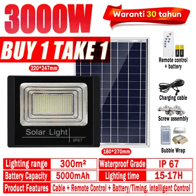 BUY1TAKE1 Solar Light Outdoor Waterproof 10000W Solar Flood Light Original 9730LED 680000mAh Garden Lamp Room night Light Bulb for Courtyard Automatic With Remote