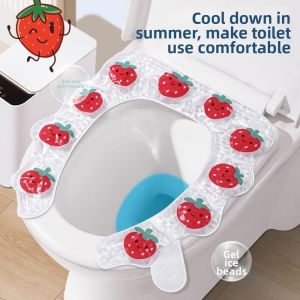 YANGS Cartoon Print Cooling Toilet Mat Condensed Ice Beads Waterproof Cooling Toilet Seat Cushion Cute Easy-to-Clean Cooling Gel Toilet Seat Cover Summer