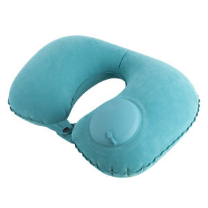 High Quality Car Travel Neck Pillow U-Shaped Portable Ring Pillow Press Automatic Air Inflatable Folding Neck Cushion Sleep Eye Mask Soundproof Earplugs Car Headrest Set for Office Airplane Home Auto Adult Car Auto Accessories
