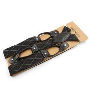 NOBLELUX Multiple Styles Mens Suspenders Heavy Duty Adjustable Button End Suspenders Fashion Leather Trimmed Leather Suspenders Wedding