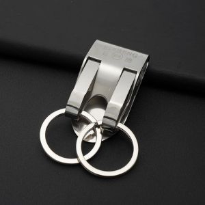 DVFDA Stainless Steel Business Style Waist Hanged Keychain Mens Car Key Ring on Belt Clip Accessories Keyring Holder