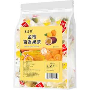 金桔柠檬青桔百香果茶纯水果冲饮 速溶咖啡Green Kumquat Passion Fruit Tea Bag Kumquat Lemon Fruit Tea gift cup