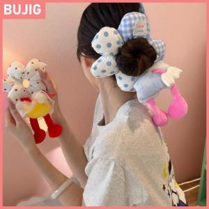 BUJIG แถบคาดผมสีแดงบั้นท้ายสุดสร้างสรรค์ใหม่ดอกไม้ลำไส้ใหญ่แถบคาดผมรูปหนูน่ารักสำหรับฤดูใบไม้ร่วงและฤดูหนาว