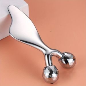 T6DA Metal Gua Sha Massage Tool 2 In 1 3D Design Face Scraping Massager Portable Manual Operation Facial Massage Scraper For Face Skin