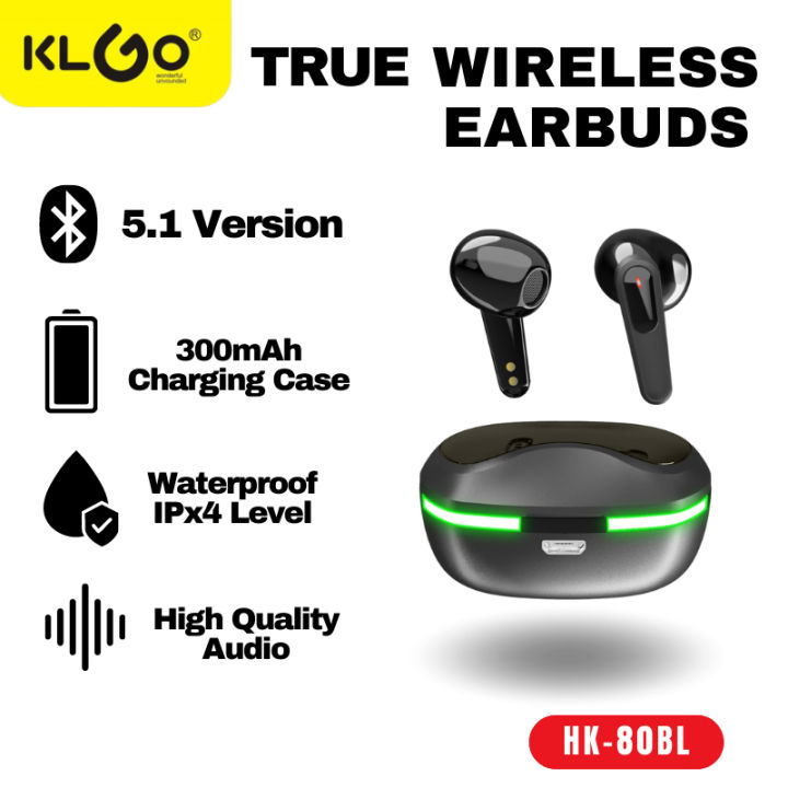 KLGO HK-80BL TWS Wireless Bluetooth Earbuds Earphone with Built-in