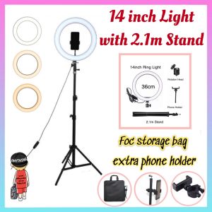 36CM/14 Inch LED Ring Light Photography Light LED Selfie Ring Lamp Video Light with 2M Tripod Phone Holder for Makeup Youtube Live Stream Video