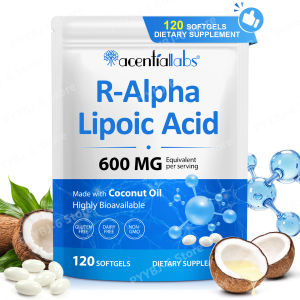 【Super low price】R-Alpha Lipoic Acid Softgels with Coconut Oil Advanced Antioxidant Support & Healthy Metabolism Gluten-Free Non-GMO 120 Softgels