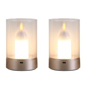 Rechargeable Smart LED Flameless Candle Lamp Gesture Sensor Control Stepless Dimming Night Light Table Lamp for Bedroom Ambiance DecorFast shipping