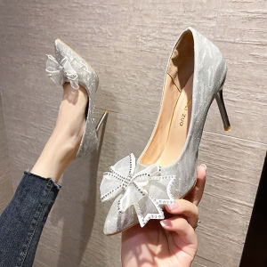 Free Shipping Champagne-Colored Single Shoes Autumn/Winter Bridal Shoes New Style Suitable For Both Wedding And Engagement High Heels