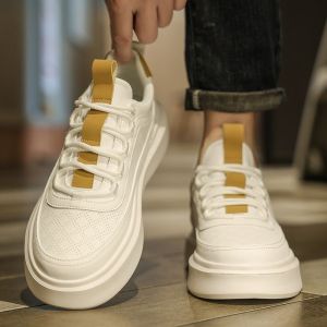 New White Walking Shoe High Quality Men Outdoor Sports Running Shoes Pu Leather Chunky Sole Men Casual Shoes Comfortable Zapatos