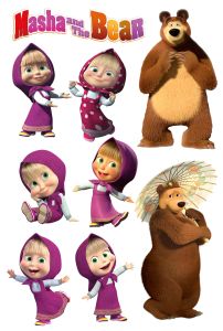 Sticker Dinding Masha and the bear 6 - 9 cm vinyl white Graftac waterproof