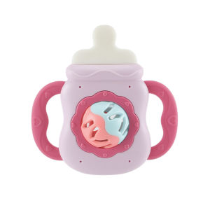 Baby Teething Toys Mainan Bayi Milk Bottle Design Silicone Rattle 2IN1 Chewing Toy Sensory Stimulation BPA Free