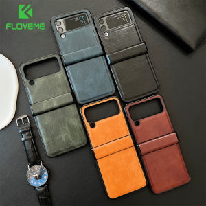 FLOVEME Luxury Leather Phone Case For Samsung Galaxy Z Flip 4 Flip 3 5G With Hinge Folding Shockproof Back Cover For Galaxy Z Flip 4 Filp 3