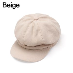 1pc Thickened warm beret retro painter hat solid color woolen octagonal hat fashion womens octagonal newsboy hat casual wool hat winter beret painter hat