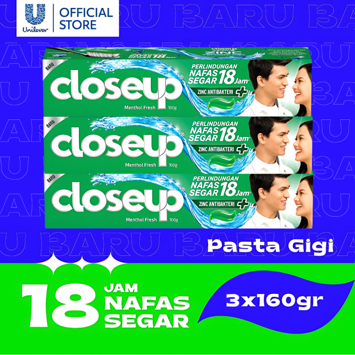 [Paket isi 3] Closeup Ever Fresh Toothpaste Anti Bacterial 160gr