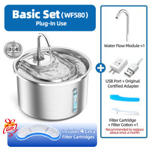 304 Stainless Steel Pet Water Fountain Plug‑in Automatic Circulating Constant Temperature Antibacterial Filtration 3L Large Capacity for Cats Dogs