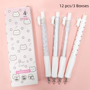 DJDK 12 pcs/set Smooth Writing Retractable Gel Pens Quick Dry Ink 0.5mm Fine Tip Kawaii Floating Cat Pens Simple Press-Type Click Gel Pens School