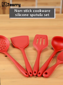 Jearry Silicone Handle Cookware 4Pcs Set Heat Resistant Food Grade Silicone Kitchen Utensils