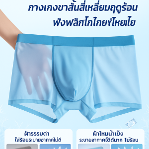 กางเกงชั้นในชายผ้าไหมน้ำแข็งไร้ตะเข็บ กางเกงบ็อกเซอร์ระบายอากาศ กางเกงชั้นในชายไร้ตะเข็บ