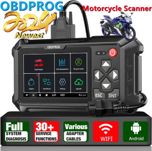 OBDPROG MOTO 100 Motorcycle OBD2 Scanner Full System Motorcycle Diagnostic Tool Ecu Remapping Tools Erase Fault Code Reader & Scan Tools Fit For Yamaha Honda Kawasaki Suzuki Harley Motorbike Scanner Big Bike Scanner Motorcycle Scanner