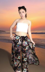 Covered Beachsuit Square Pants Floral  Elegant Fashion Design Wrap Arround Palazzo