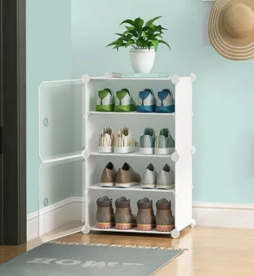 Rak Sepatu Anti Debu 4 Susun Shoe Rack Portable Serbaguna Kotak Sepatu Portable Lemari Sepatu Minimalis Aesthetic