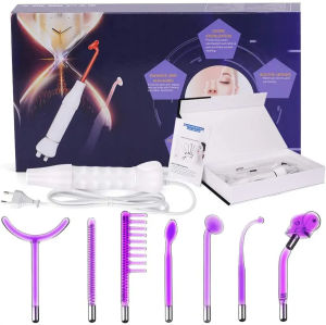 Hengfa Lina 7 in 1 High Frequency Electrotherapy Wand Glass Tube Machine Spot Acne Remover Beauty Tool Face Cleansing Skin Tightening Device