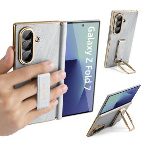 OATSBASF Genuine Leather Full Phone Case for Samsung Galaxy Z Fold 7 with 360° Rotate Kickstand Wristband