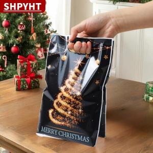 [COD] SHPYHT TOY 10 25 50PCS Mixed Golden Elk Christmas Series Party Gift Tote Bag OPP Glitter Gift Bag Candy Bag Plastic Gift Return Bag