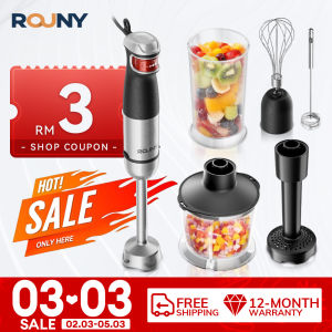 ROUNY 6-in-1 Multi-Purpose Immersion Hand Blender Electric Hand Held Stick Blender Stainless Steel BladesHome & KitchenMAX 1500W