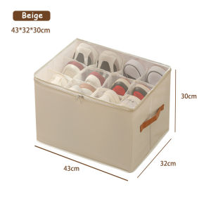 Foldable shoe storage box and 12 compartment large capacity dust-proof shoe box with lid