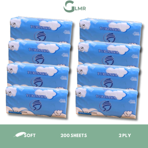 Paket 8pcs Tisu Wajah/Facial Tissue Yukinawa 200 Sheets 2 Ply Natural Fibres
