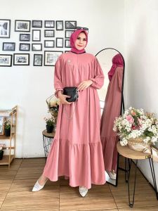 GAMIS CRINKLE AIRFLOW LD 120 - 130 CM JUMBO XXL - XXXL TERBARU WANITA DEWASA LEBARAN KEKINIAN
