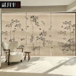 Bamboo Roller Blind Outdoor Blinds For Window Roller Blind Bamboo Blinds Roller Chinese Style Printed Curtain Simple 竹帘
